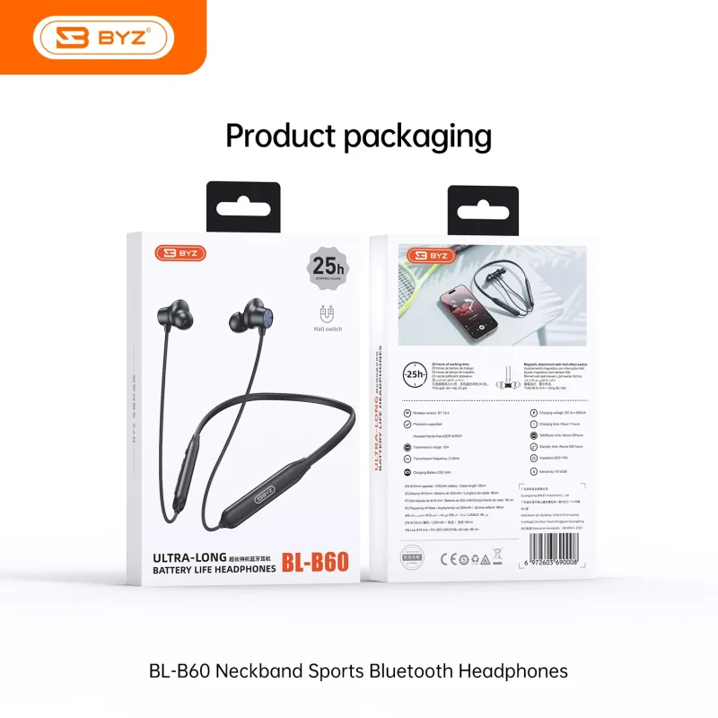 Bluetooth Headset with Neck Strap BYZ BL-B60